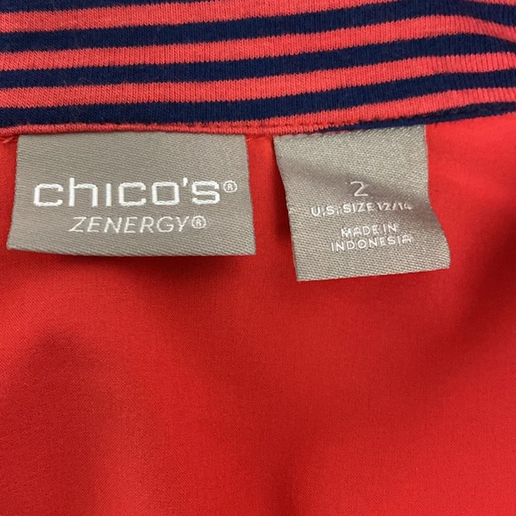 Chico's Neema Striped-Trim Nautical Full Zip Gorpcore Jacket Size L - Picture 6 of 7